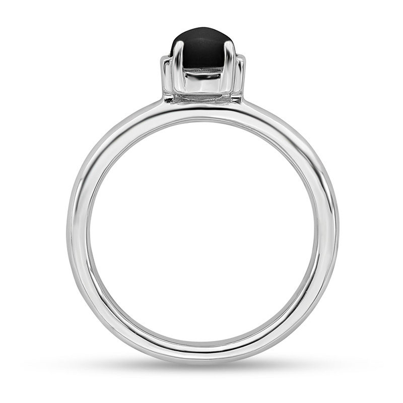 Main Image 2 of Stackable Expressions™ 5.0mm Black Agate Ring in Sterling Silver