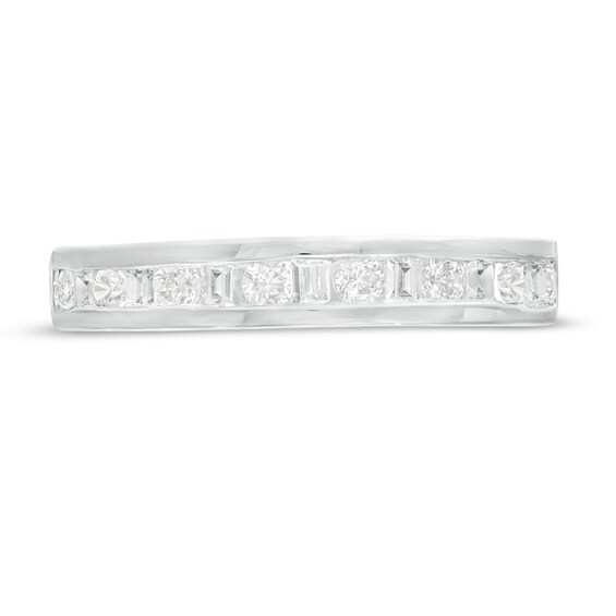 CT. T.W. Baguette and Round Diamond Alternating Anniversary Band in 10K White Gold