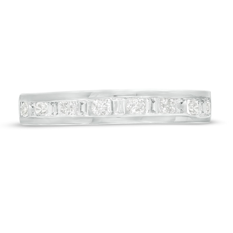 CT. T.W. Baguette and Round Diamond Alternating Anniversary Band in 10K White Gold|Peoples Jewellers