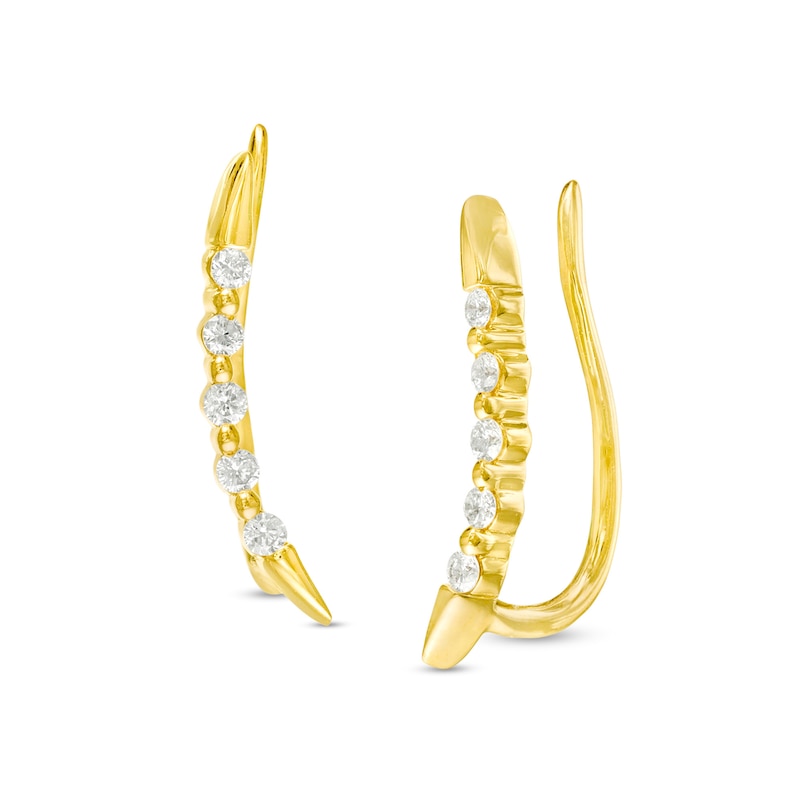 0.085 CT. T.W. Diamond Curved Crawler Earrings in 10K Gold|Peoples Jewellers
