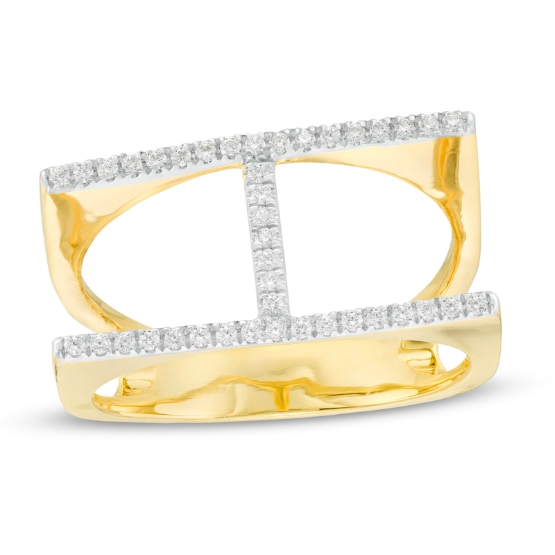 0.18 CT. T.W. Diamond Split Shank Stack Ring in 10K Gold|Peoples Jewellers