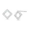 Thumbnail Image 0 of 0.067 CT. T.W. Diamond Tilted Square Outline Stud Earrings in Sterling Silver