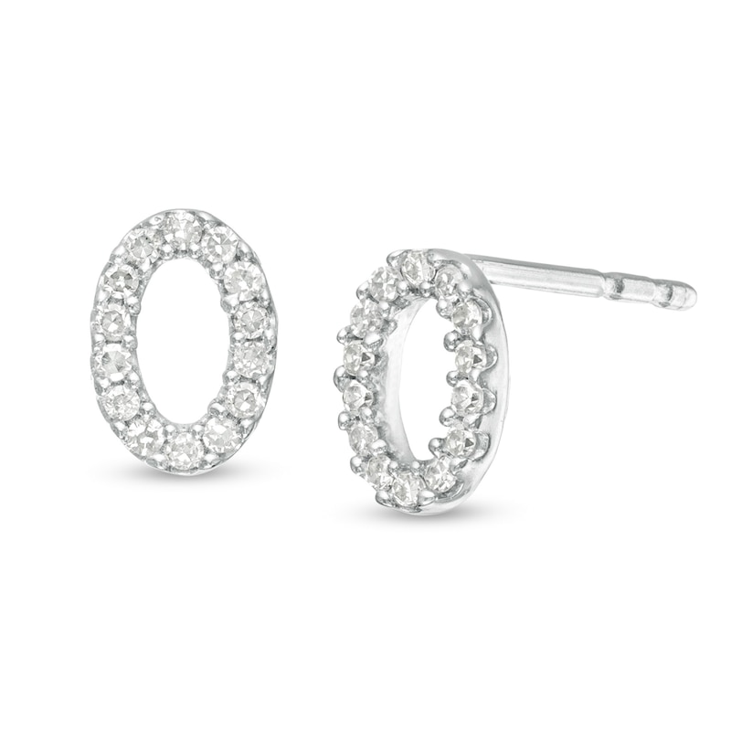 0.086 CT. T.W. Diamond Oval Outline Stud Earrings in Sterling Silver|Peoples Jewellers