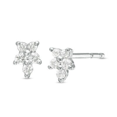 0.087 CT. T.W. Diamond Floral Stud Earrings in 10K White Gold