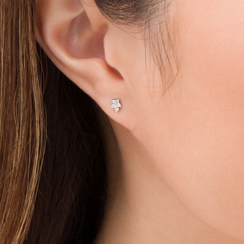 0.087 CT. T.W. Diamond Floral Stud Earrings in 10K White Gold