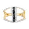 Thumbnail Image 3 of 0.45 CT. T.W. Enhanced Black and White Diamond Linear Bar Split Shank Ring in 10K Gold