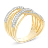 Thumbnail Image 2 of 0.45 CT. T.W. Diamond Layered Criss-Cross Ring in 10K Gold