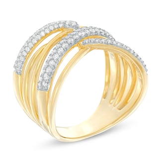 0.45 CT. T.W. Diamond Layered Criss-Cross Ring in 10K Gold