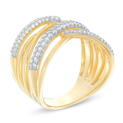 0.45 CT. T.W. Diamond Layered Criss-Cross Ring in 10K Gold