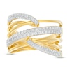 Thumbnail Image 3 of 0.45 CT. T.W. Diamond Layered Criss-Cross Ring in 10K Gold