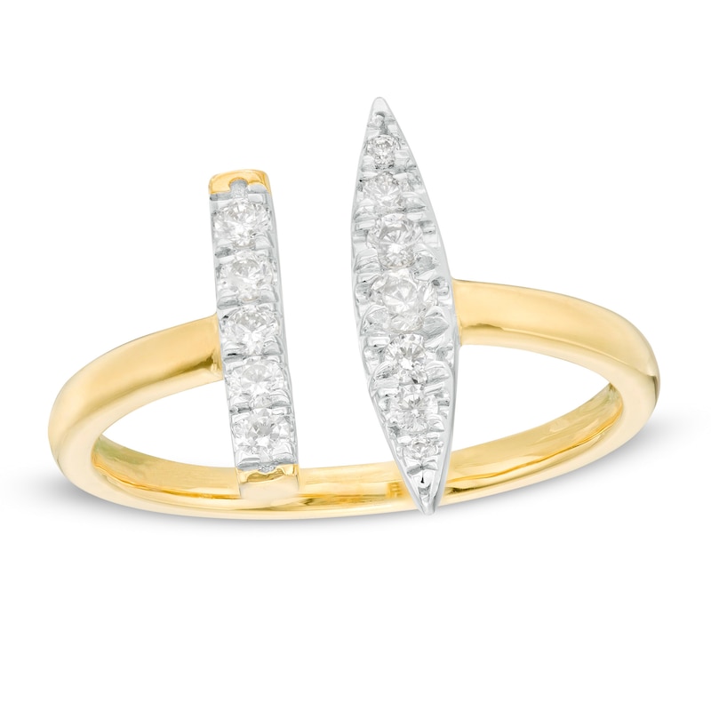 0.23 CT. T.W. Diamond Linear Marquise and Bar Open Shank Ring in 10K Gold|Peoples Jewellers