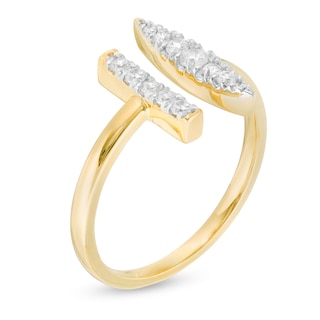 0.23 CT. T.W. Diamond Linear Marquise and Bar Open Shank Ring in 10K Gold