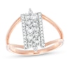 0.45 CT. T.W. Diamond Linear Cluster Split Shank Ring in 10K Rose Gold