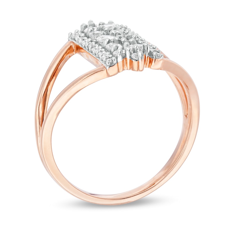 0.45 CT. T.W. Diamond Linear Cluster Split Shank Ring in 10K Rose Gold