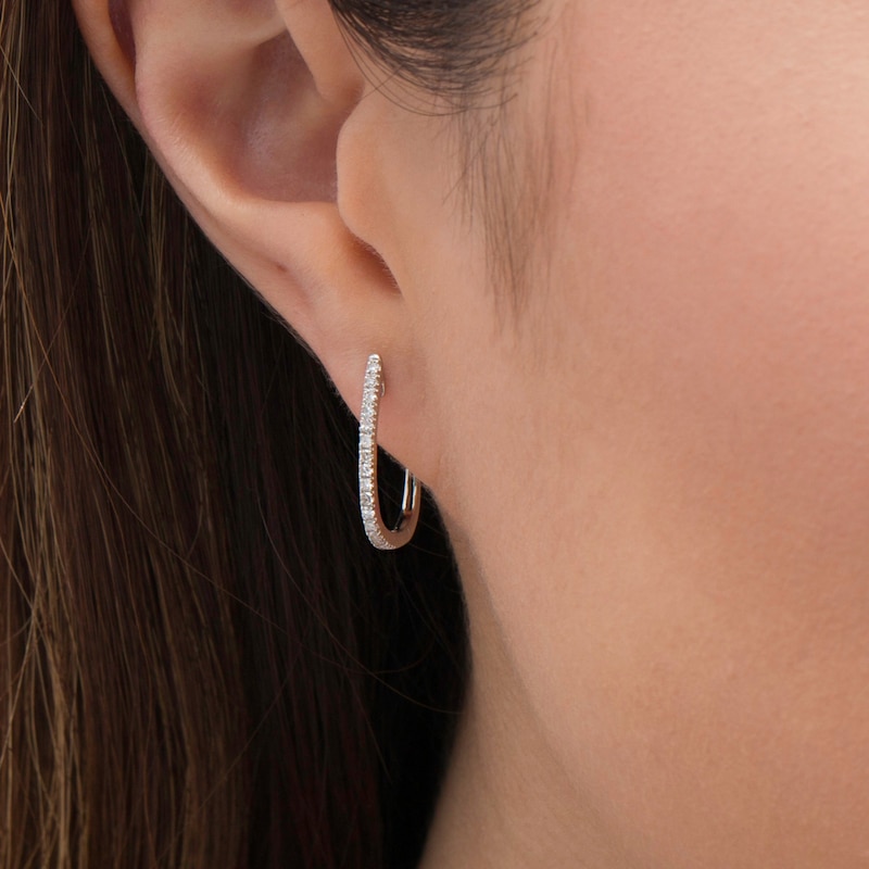 0.23 CT. T.W. Diamond U-Hoop Earrings in Sterling Silver|Peoples Jewellers
