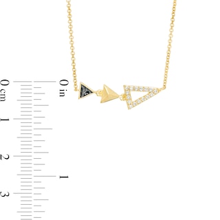 0.085 CT. T.W. Enhanced Black and White Diamond Graduated Triple Triangle Necklace in 10K Gold