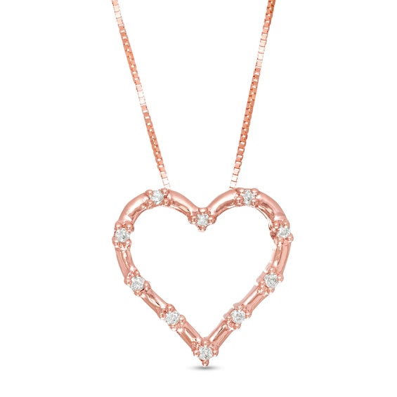 0.085 CT. T.W. Diamond Heart Outline Pendant in 10K Rose Gold