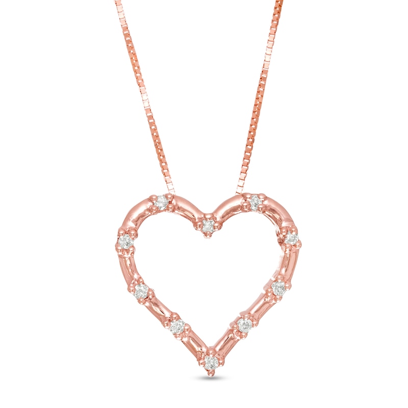 0.085 CT. T.W. Diamond Heart Outline Pendant in 10K Rose Gold|Peoples Jewellers
