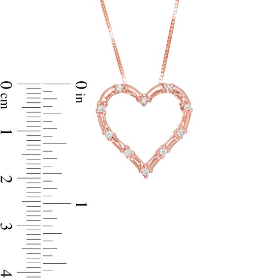 0.085 CT. T.W. Diamond Heart Outline Pendant in 10K Rose Gold