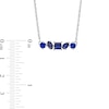 Multi-Shape Lab-Created Blue Sapphire Five Stone Bar Necklace in Sterling Silver