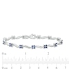 Thumbnail Image 3 of Lab-Created Blue Sapphire Flower and Wave Link Bracelet in Sterling Silver - 7.5"