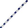 Oval Lab-Created Blue Sapphire and 0.23 CT. T.W. Diamond Double Infinity Bracelet in Sterling Silver - 7.25"