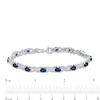 Oval Lab-Created Blue Sapphire and 0.23 CT. T.W. Diamond Double Infinity Bracelet in Sterling Silver - 7.25"