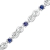 Thumbnail Image 0 of 3.5mm Lab-Created Blue Sapphire Infinity Knot Bracelet in Sterling Silver - 7.5"