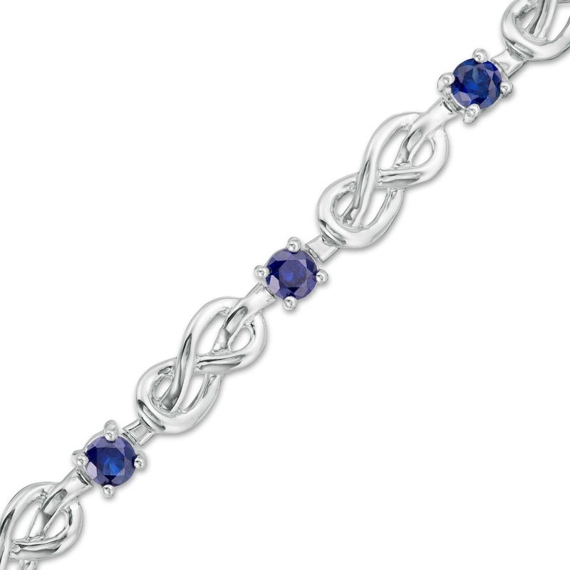 3.5mm Lab-Created Blue Sapphire Infinity Knot Bracelet in Sterling Silver - 7.5"|Peoples Jewellers