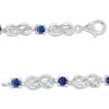 Thumbnail Image 2 of 3.5mm Lab-Created Blue Sapphire Infinity Knot Bracelet in Sterling Silver - 7.5"