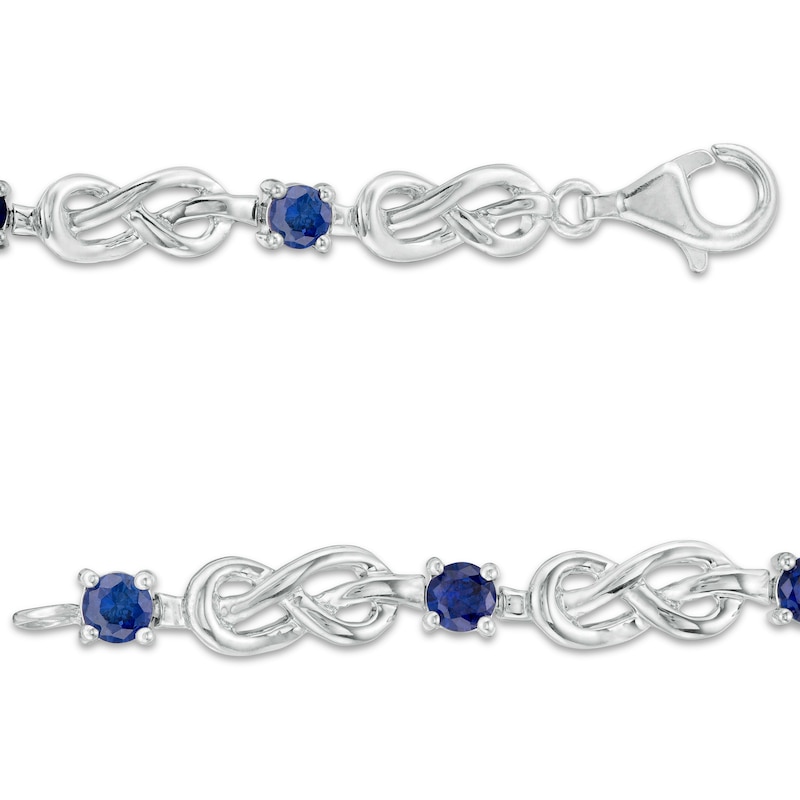 3.5mm Lab-Created Blue Sapphire Infinity Knot Bracelet in Sterling Silver - 7.5"