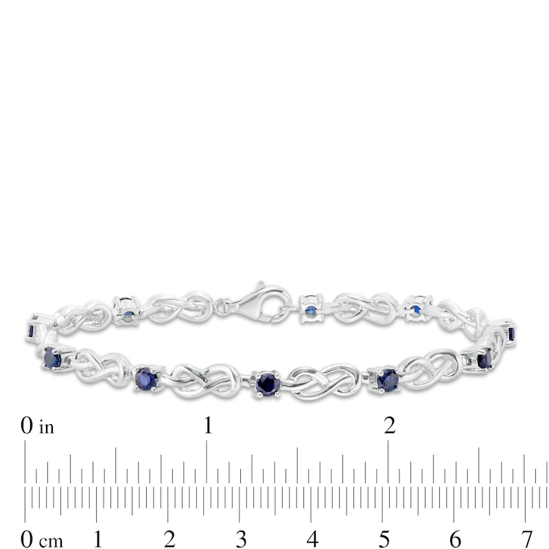 3.5mm Lab-Created Blue Sapphire Infinity Knot Bracelet in Sterling Silver - 7.5"