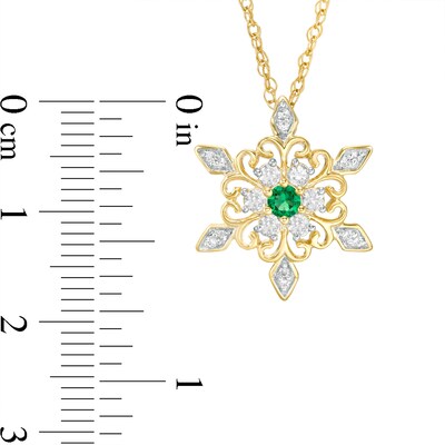 3.0mm Lab-Created Emerald and White Sapphire Snowflake Pendant in Sterling Silver with 14K Gold Plate