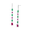 Thumbnail Image 0 of Marquise Lab-Created Emerald and Multi-Shape Ruby Alternating Linear Drop Earrings in Sterling Silver