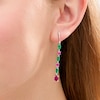 Marquise Lab-Created Emerald and Multi-Shape Ruby Alternating Linear Drop Earrings in Sterling Silver