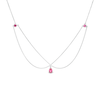 Pear-Shaped and Round Lab-Created Ruby Three Stone Chandelier Anklet in Sterling Silver - 10"