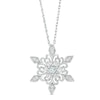 3.0mm Aquamarine and Lab-Created White Sapphire Snowflake Pendant in Sterling Silver