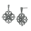 Thumbnail Image 0 of 0.065 CT. T.W. Diamond Filigree Drop Earrings in Sterling Silver with Black Rhodium