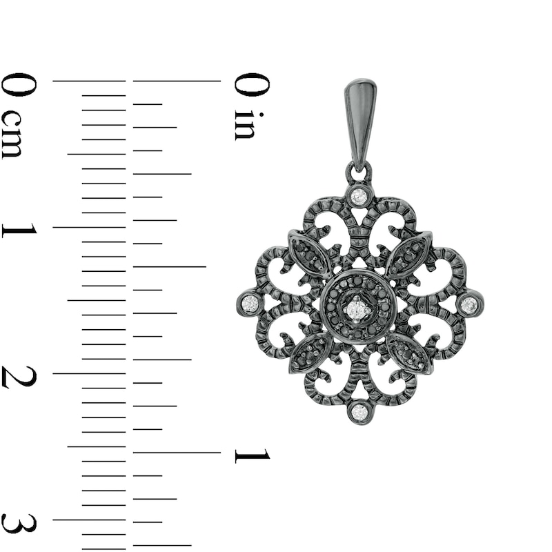 0.065 CT. T.W. Diamond Filigree Drop Earrings in Sterling Silver with Black Rhodium|Peoples Jewellers