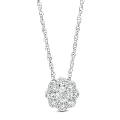 3.4mm White Topaz Frame Flower Pendant in Sterling Silver