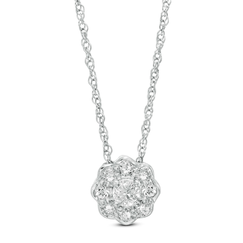3.4mm White Topaz Frame Flower Pendant in Sterling Silver|Peoples Jewellers