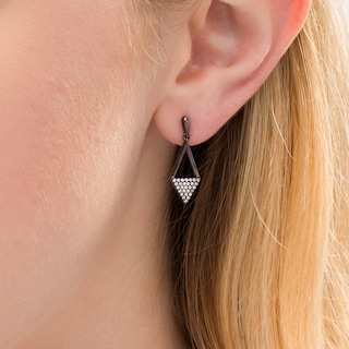 0.23 CT. T.W. Diamond Kite-Shaped Drop Earrings in Sterling Silver with Black Rhodium