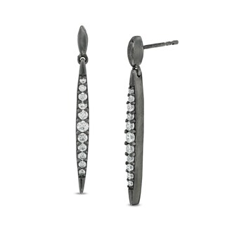 0.29 CT. T.W. Diamond Elongated Marquise Bar Drop Earrings in Sterling Silver with Black Rhodium