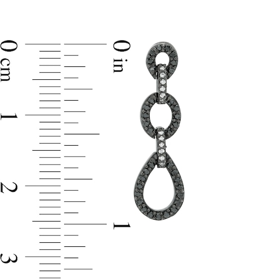 0.37 CT. T.W. Enhanced Black and White Diamond Triple Drop Earrings in Sterling Silver with Black Rhodium