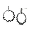 Thumbnail Image 0 of 0.58 CT. T.W. Enhanced Black and White Diamond Scatter Circle Drop Earrings in 10K White Gold with Black Rhodium