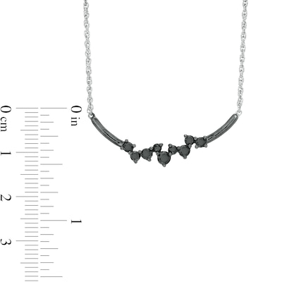 0.45 CT. T.W. Black Diamond Scatter Necklace in 10K White Gold and Black Rhodium