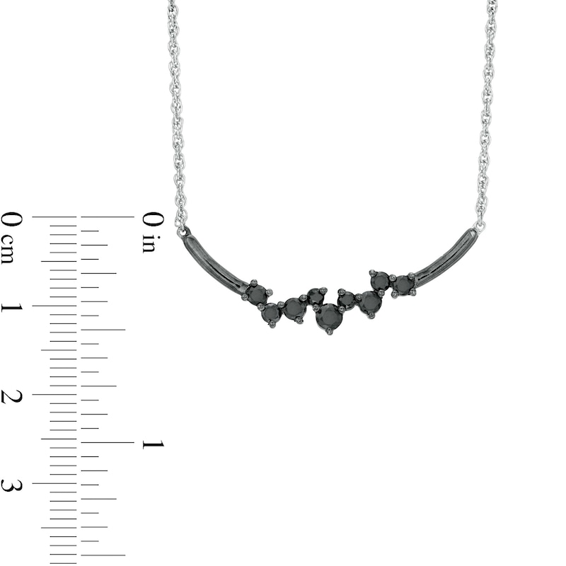 0.45 CT. T.W. Black Diamond Scatter Necklace in 10K White Gold and Black Rhodium