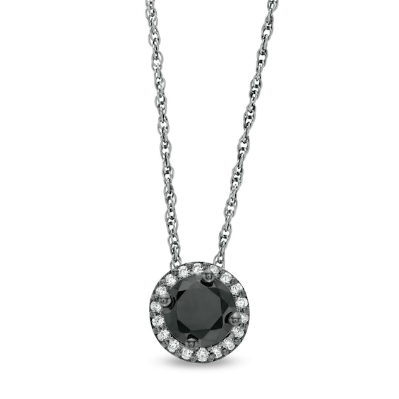 0.45 CT. T.W. Enhanced Black and White Diamond Frame Pendant in 10K White Gold and Black Rhodium