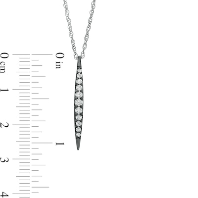 0.23 CT. T.W. Diamond Elongated Marquise Bar Pendant in Sterling Silver and Black Rhodium