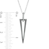 Diamond Accent Elongated Triangle Outline Pendant in Sterling Silver and Black Rhodium